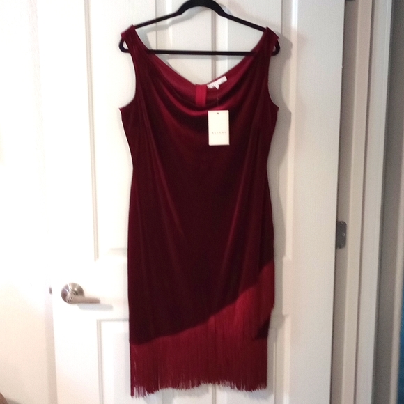 RETHM = RED VELVET MIDI DRESS SZ 2XL - Picture 1 of 7